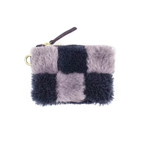 Primecut Checked Shearling Coin Purse NWT - Picture 1 of 5